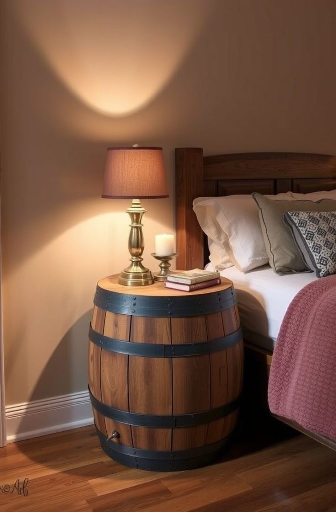 Repurposed Barrel Nightstand Ideas for Rustic Charm