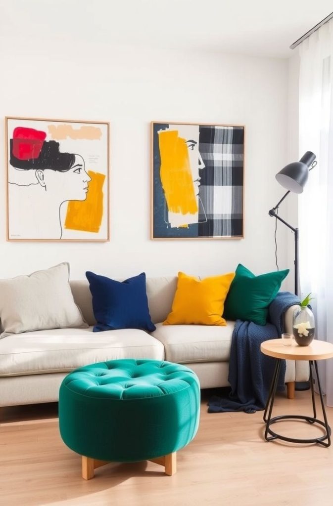 Colorful Modern Small Apartment Living Room