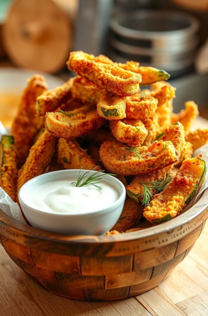 Crispy Baked Zucchini Fries with Ranch Dip