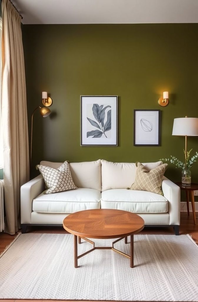 Small Apartment Living Room with Accent Wall