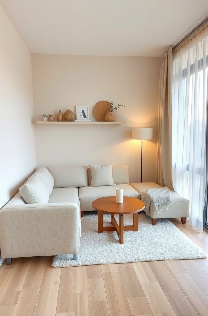 Small Apartment Living Room with Sectional Sofa