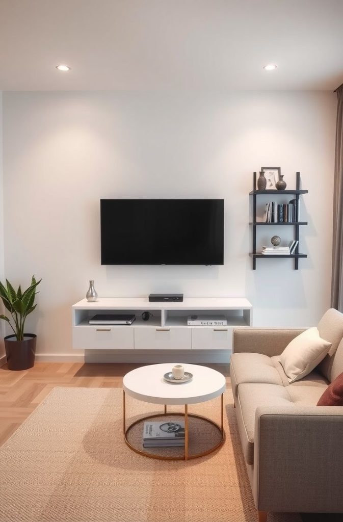 Small Apartment Living Room with TV Wall