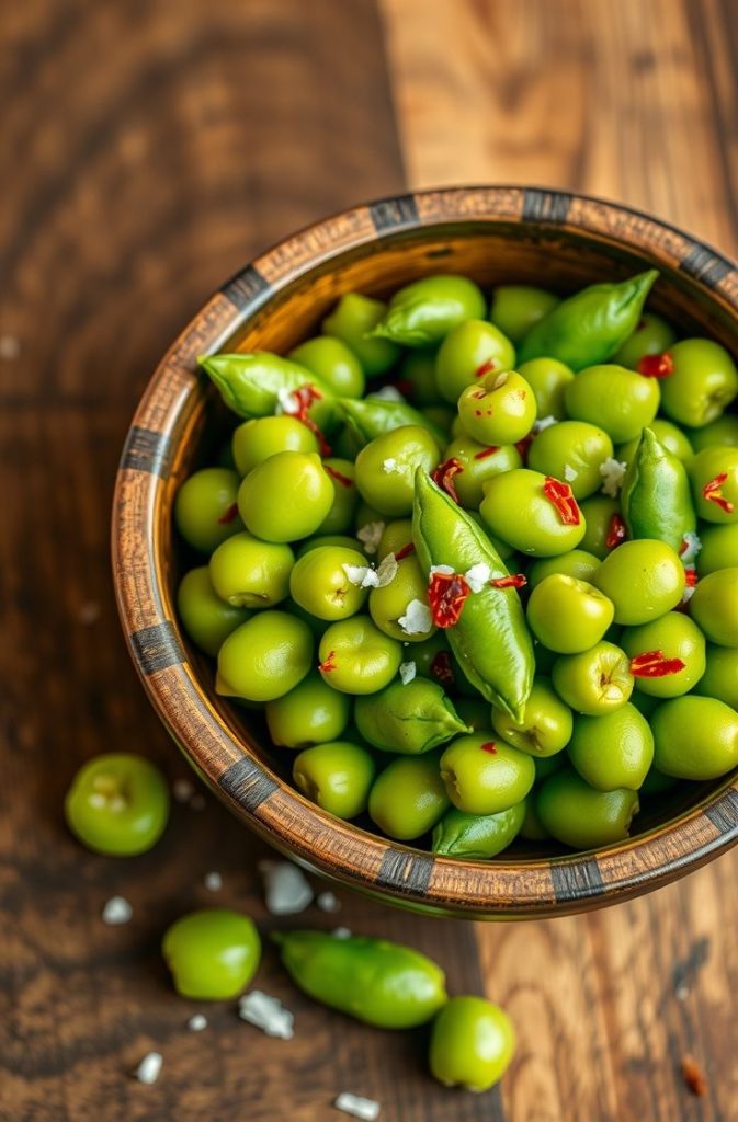 Spicy Edamame Pods with Sea Salt