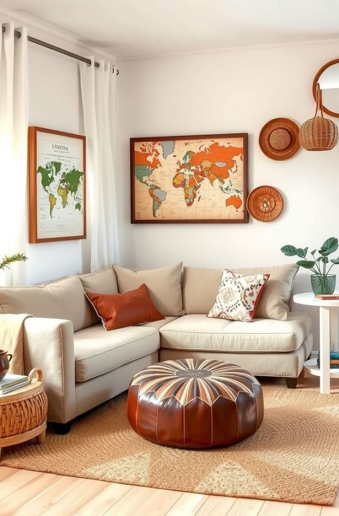 Travel-Inspired Small Apartment Living Room