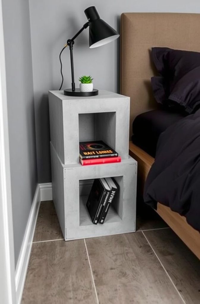Modern Cement Block Nightstand Ideas for Industrial Bedrooms
