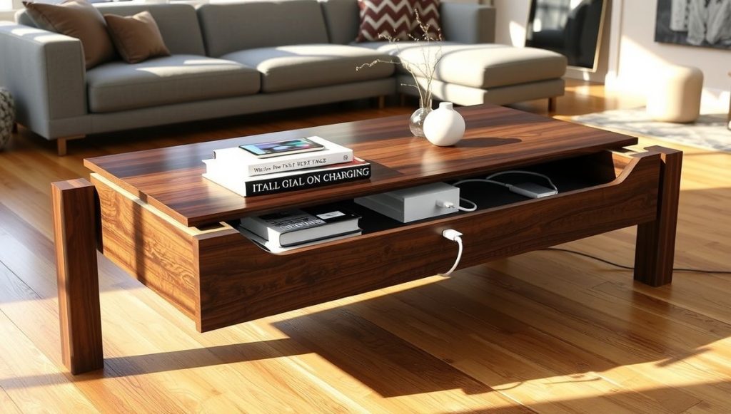 Coffee Table with Lift-Top Charging Hub