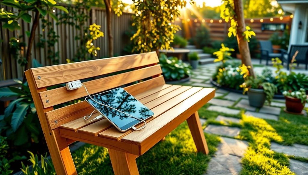 Garden Bench Charging Station