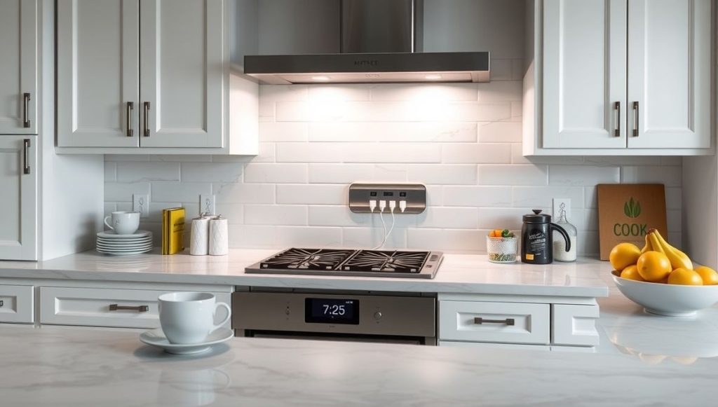 In-Wall Pop-Up Charging Hub for Kitchens
