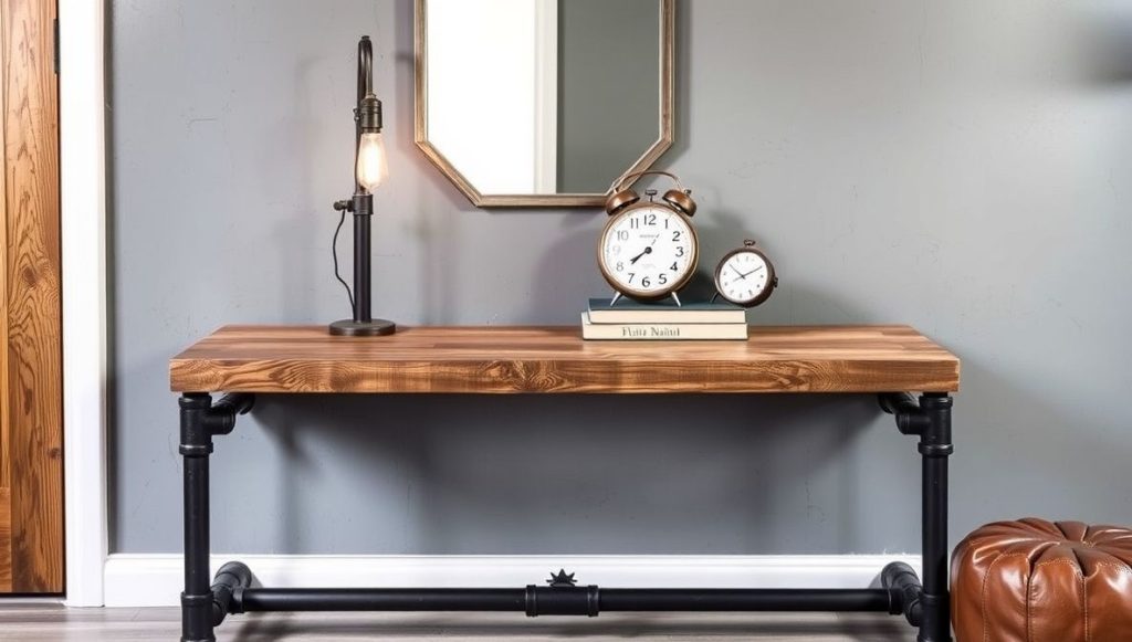 Industrial Entryway Table with Pipe Legs