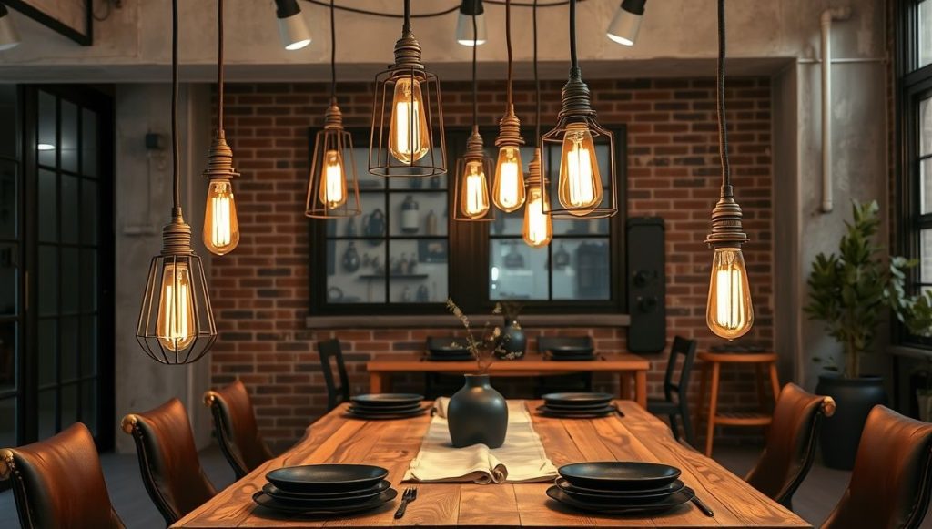 Industrial Pendant Lights with Edison Bulbs