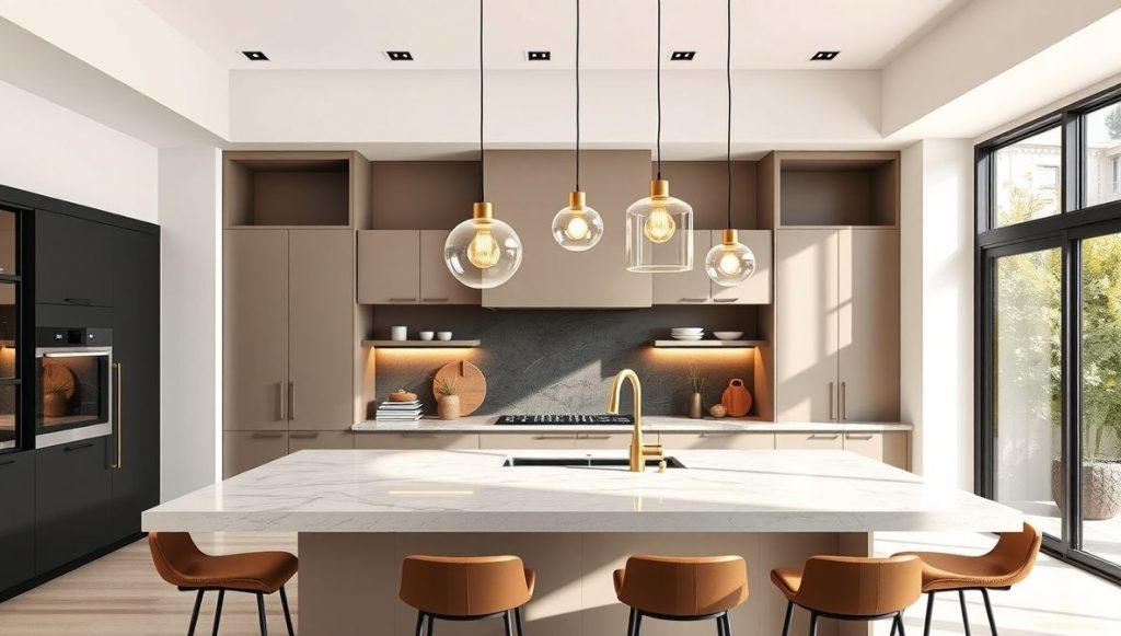 Modern Pendant Lights Over Kitchen Island