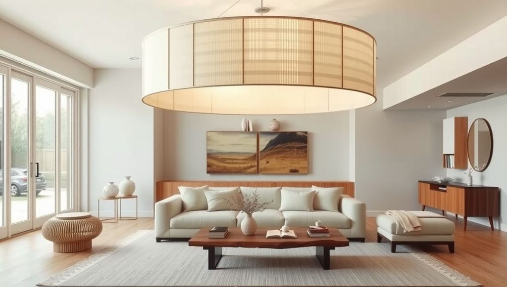 Oversized Drum Pendant for Soft Central Glow