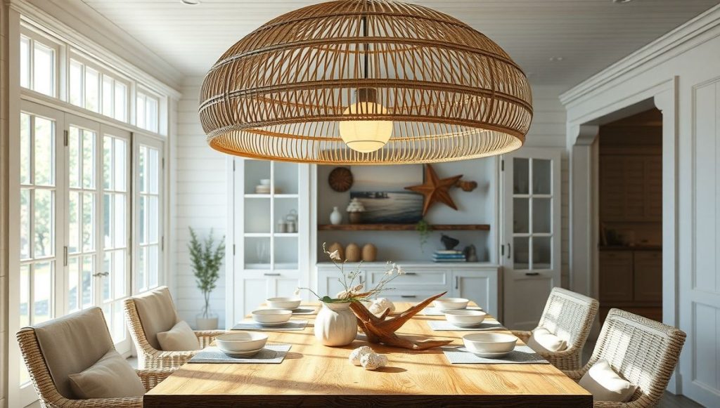 Rattan Dome Light for Coastal Dining Vibe