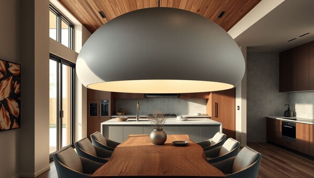 Statement Dome Light Over Kitchen Table