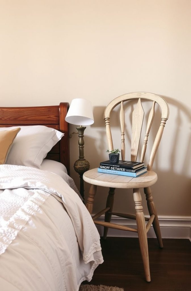 Vintage Chair Nightstand Ideas for Effortless Charm