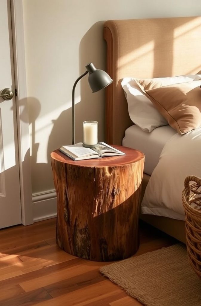 Natural Wood Stump Nightstand Ideas for Earthy Interiors
